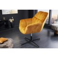Dizajnové otočné výškovo nastaviteľné kreslo Mariposa v horčicovej farbe s čalúneným poťahom 89 cm