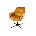 Dizajnové otočné výškovo nastaviteľné kreslo Mariposa v horčicovej farbe s čalúneným poťahom 89 cm