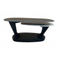 Dizajnový konferenčný stolík Delin s mramorovou doskou v čiernej farbe a dvomi otočnými dvoúrovňovými doskami 94-163 cm 