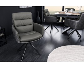 Dizajnová otočná kožená stolička Cioro v sivej farbe v industriálnom štýle