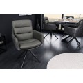 Dizajnová otočná kožená stolička Cioro v sivej farbe v industriálnom štýle
