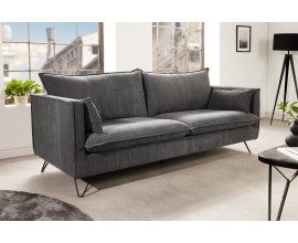 Retro dizajnová dvojmiestna menčestrová čalúnená sedačka Amalfi s industriálnym nádychom v tmavo sivej farbe