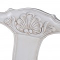 Dizajnová baroková jedálenská stolička s klasickým vyrezávaním v bielej farbe a s béžovým čalúnením z kolekcie Antic Blanc