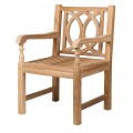 Vidiecka ozdobná záhradná stolička Meks v svetlo hedej farbe s ozdobným vyrezávaním z teakového dreva