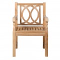 Vidiecka ozdobná záhradná stolička Meks z teakového dreva s ozdobným vyrezávaním v svetlo hnedej farbe 93 cm