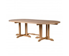 Vidiecky záhradný jedálenský stôl Telin z teakového dreva v svetlo hnedej farbe v oválnom tvare 245 cm 