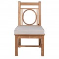 Luxusná vidiecka jedálenská stolička Molly v prírodnej drevenej hnedej farbe s opierkou s kruhovým dizajnom 53 cm