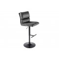 Dizajnová barová otočná stolička Zoe v industriálnom štýle so zamatovým poťahom v sivej farbe a s kovovou nohou v čiernej farbe