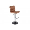 Dizajnová barová stolička Kelsy v industriálnom štýle v teplej hnedej farbe so zamatovým poťahom a čiernou polohovateľnou nohou