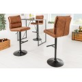 Industriálna dizajnová barová výškovo nastaviteľná stolička Kelsy v teplej hnedej farbe so zamatovým poťahom 100-121 cm  