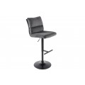 Dizajnová barová stolička Kelsy v industriálnom štýle s čiernou polohovateľnou nohou v tmavosivej farbe so zamatovým poťahom
