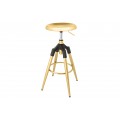 Dizajnová barová stolička Zalias v zlatej farbe s art deco nádychom s výškovo nastaviteľnou nohou