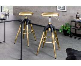 Dizajnová barová stolička Zalias v zlatej farbe 74-82 cm 