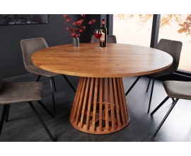 Dizajnový masívny okrúhly stôl Gire v hnedej farbe 130 cm