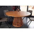 Dizajnový okrúhly stôl Gire z masívneho akáciového dreva v tmavej hnedej farbe