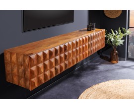 Dizajnový televízny stolík Vinan z masívneho mangového dreva s tromi dvierkami 160 cm 