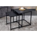 Industriálny set dvoch čiernych štvorcových konferenčných stolíkov Industria Durante 46 cm 