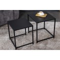 Industriálny set dvoch čiernych štvorcových konferenčných stolíkov Industria Durante 46 cm 