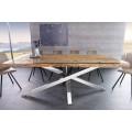 Luxusný industriálny jedálenský stôl Barracuda v obdĺžnikovom tvare z teakového dreva s chromovanými nožičkami