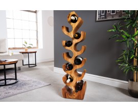 Dizajnový stojan na víno Milena z exotického lakovaného dreva Suar 101 cm