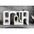 Art deco obdĺžnikový konzolový stolík Gerin v bielej farbe s Koligeometrickým obrazcom 120 cm 