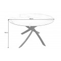 Moderný okrúhly jedálenský stôl Valldemossa s bielou vrchnou doskou s mramorovým dizajnom a prekríženými nohami 120 cm