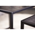 Industriálny antracitový čierny set štvorcových konferenčných stolíkov Industria Marble s mramorovým dizajnom 45 cm