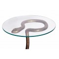 Art deco okrúhly príručný stolík Salazar s hadím dizajnom a sklenenou doskou v glamour nádychu 62 cm