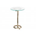 Art deco okrúhly príručný stolík Salazar s hadím dizajnom a sklenenou doskou v glamour nádychu 62 cm