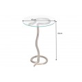 Art deco okrúhly príručný stolík Salazar  v glamour nádychu s sklenenou doskou a s podstavou s hadím dizajnom