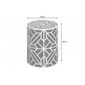 Dizajnový okrúhly bieločierny príručný stolík Bone Inlay geometrickým vozorovaním v tvare kvetov  z byvolej kosti
