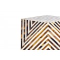 Dizajnový príručný stolík Bone Inlay z byvolej kosti v bielo hnedej farbe so vzorovaním 57 cm