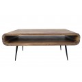 Dizajnový konferenčný stolík Alpha z hnedého sheeshamového dreva s úložným priestorom 90 cm