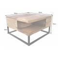 Masívny štvorcový konferenčný stolík Giant s úložným priestorom zo sheeshamového dreva v svetlej hnedej farbe 60 cm