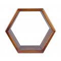 Luxusná hnedá šesťuholníková nástenná polica Norse z masívneho mindi dreva 40 cm