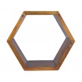 Luxusná hnedá šesťuholníková nástenná polica Norse z masívneho mindi dreva 40 cm
