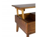 Luxusný obdĺžnikový konferenčný stolík Norse v teplej hnedej farbe s úložným priestorom a zdvíhacou vrchnou doskou 115 cm