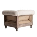 Luxusné béžové vintage kreslo Gretchen v chesterfield štýle s drevenou konštrukciou 113 cm