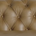 Luxusná hnedá kožená chesterfield dvojsedačka Talbot s dekoratívnym prešívaním z pravej kože 215 cm