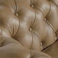 Luxusná hnedá kožená chesterfield dvojsedačka Talbot s dekoratívnym prešívaním z pravej kože 215 cm