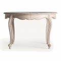 Luxusný okrúhly rozkladací provensalský jedálenský stôl Vinny v bielej farbe s vintage nádychom 120-160 cm 