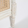 Luxusné vintage bielo béžové čelo postele Vinny s vyrezávaným zdobením a viedenským ratanovým výpletom 190 cm