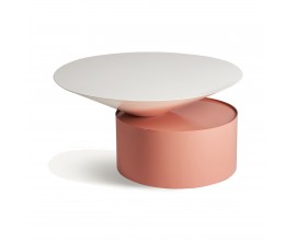 Luxusný art deco konferenčný stolík Calla s moderným kruhovým dizajnom biela ružová 76 cm