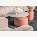 Luxusný art deco konferenčný stolík Calla s moderným kruhovým dizajnom biela ružová 76 cm