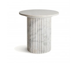 Luxusný okrúhly mramorový biely príručný stolík Demetrios s dizajnom antického stĺpa 55 cm