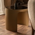 Luxusný glamour príručný stolík Moneo s vrchnou doskou z čierneho skla a dizajnovou zlatou podstavou 55 cm