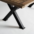 Luxusný obdĺžnikový industriálny jedálenský stôl Inar s masívnou hnedou doskou a čiernou kovovou konštrukciou 200 cm