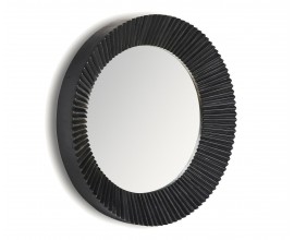 Luxusné moderné čierne okrúhle nástenné zrkadlo Plissé Nero so skladaným dizajnom rámu 92 cm