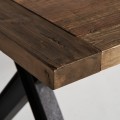 Luxusný obdĺžnikový industriálny jedálenský stôl Inar s drevenou doskou v prírodnej hnedej farbe s tabuľovým dizajnom 280 cm