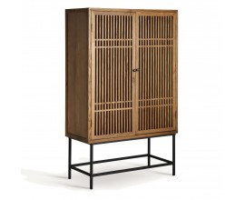 Luxusná medovo hnedá orientálna barová skrinka Verdy s lamelovými dvierkami 160 cm